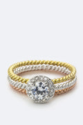 Statement Round CZ Triple Ring Set Stylish Fashion Jewelry