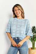 I am a Fashion junky Ribbed Trim Round Neck Knit Top