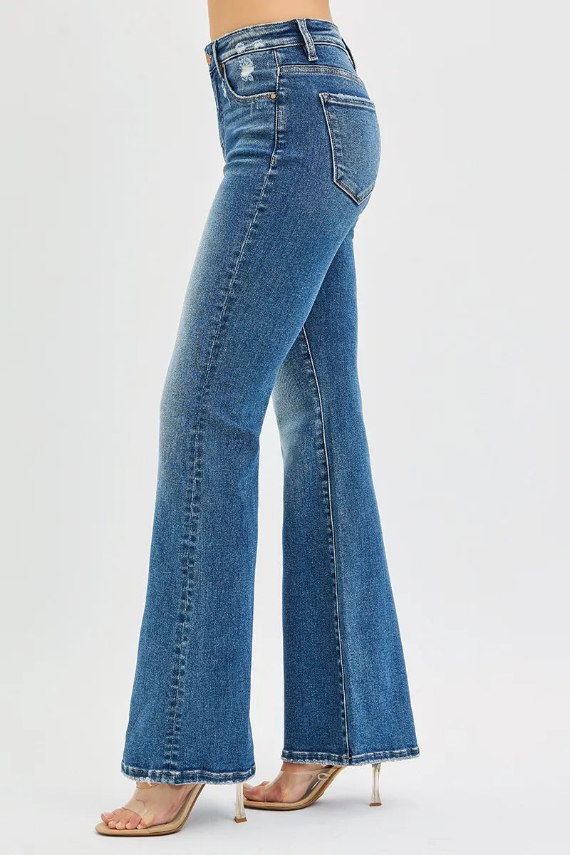 Full Size Tummy Control High Rise Flare Jeans Plus Size