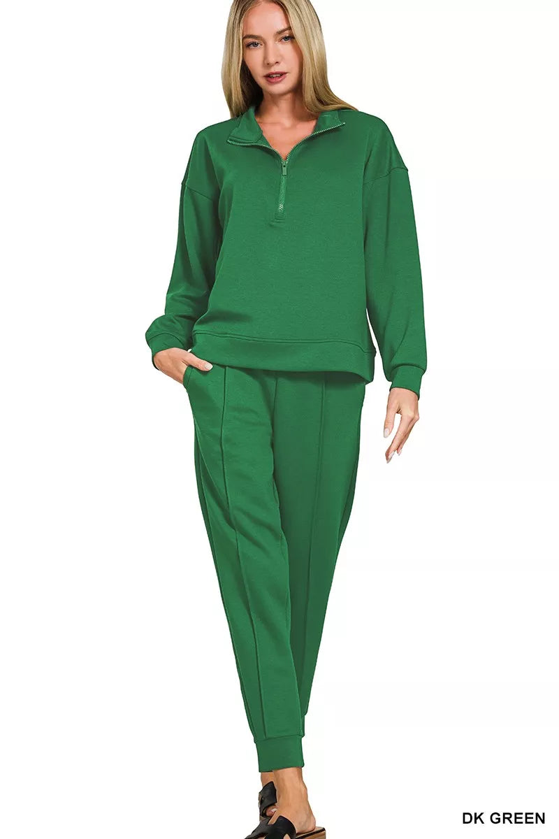 I am a Fashion Junky Scuba Half Zip Pullover and Jogger Set