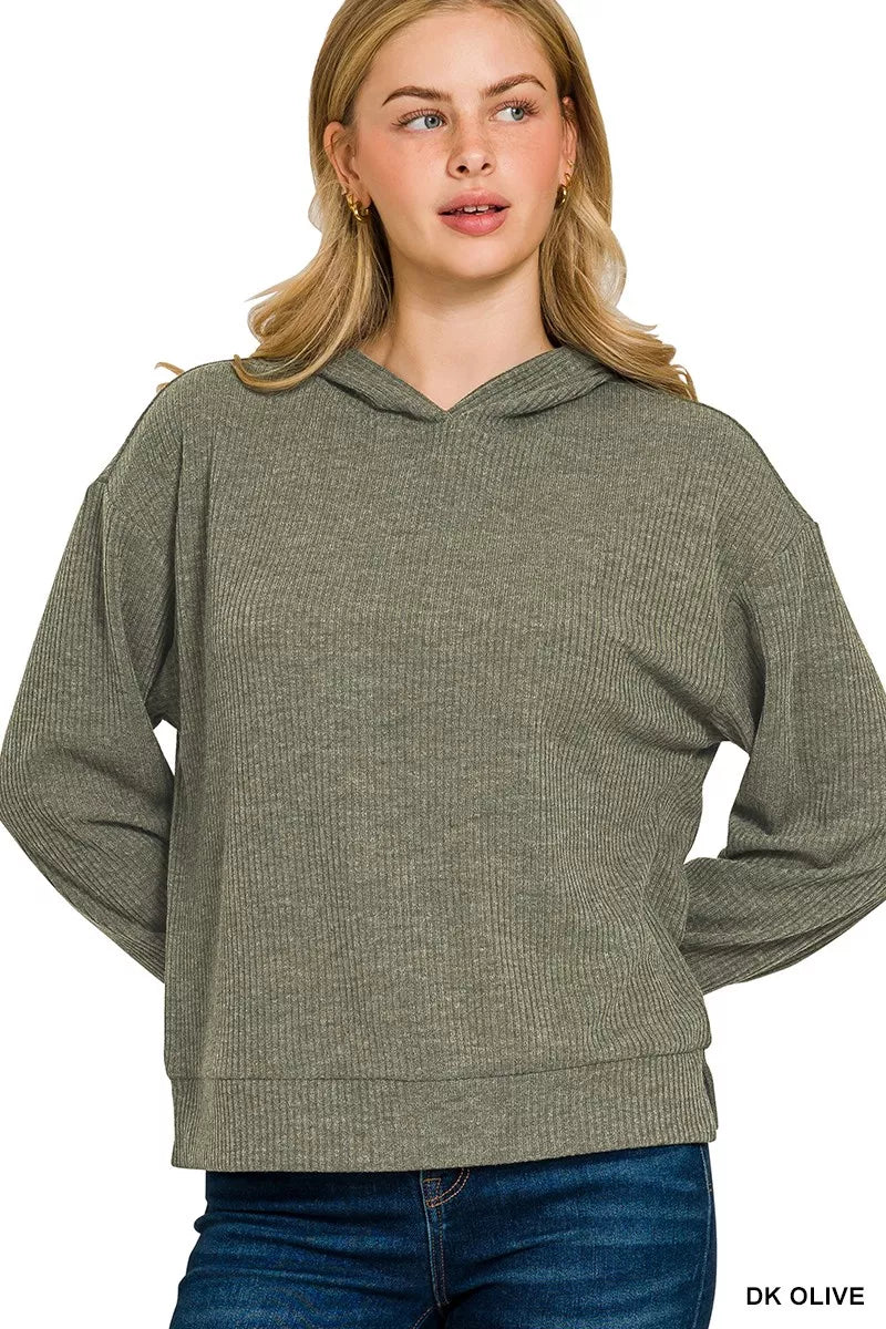 Ribbed Long Sleeve Hoodie
