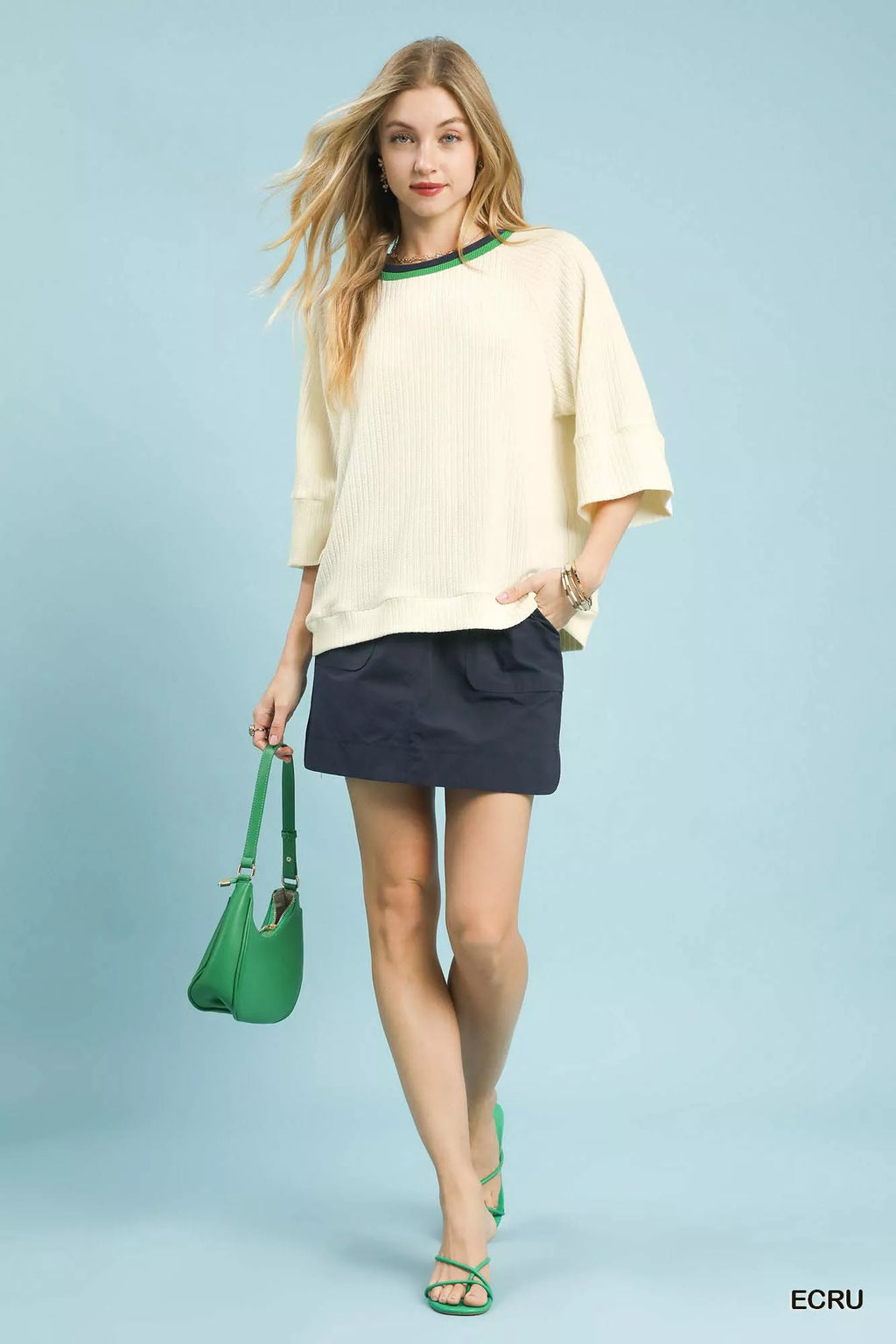 I am a Fashion Junky Ribbed Knit Top with Contrast Trim