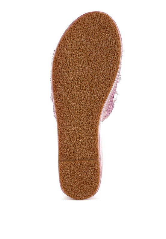Meta charts Diamante & Rhinestone Flatform Sandals