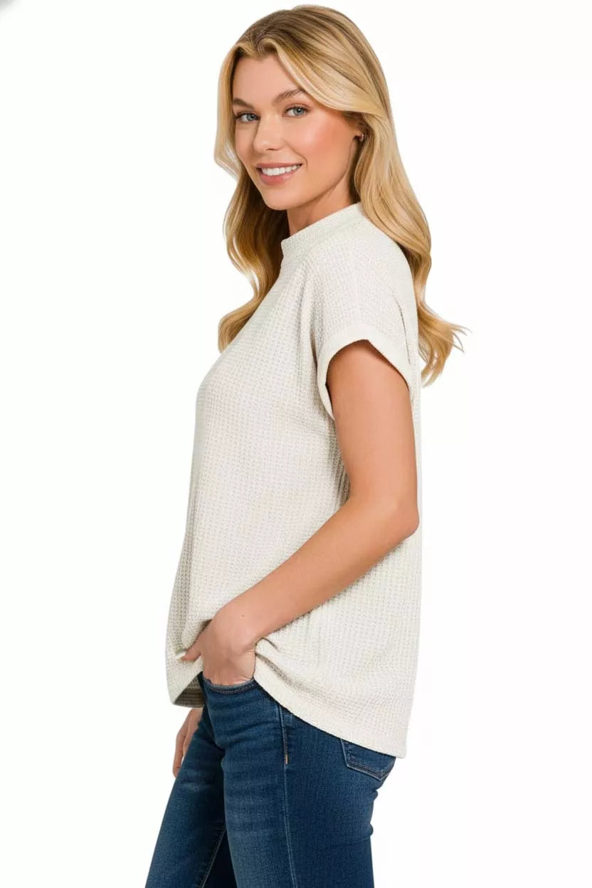 Chenille Waffle Cap Sleeve Sweater