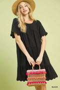 Linen Tiered Babydoll Dress with Ruffle Sleeves