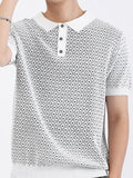 Men's Plus Size Diamond Pattern Short Sleeve Polo