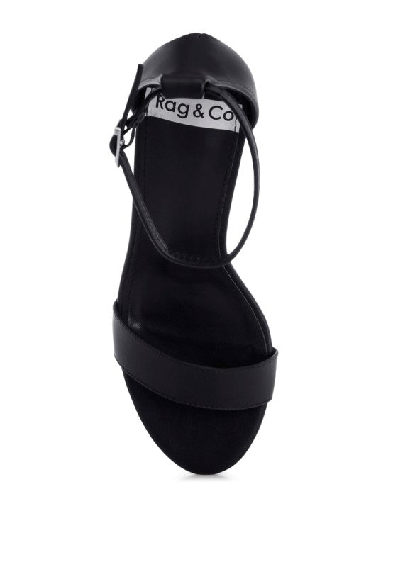 Pobora Genuine Leather Slim Wedge Heel Sandals