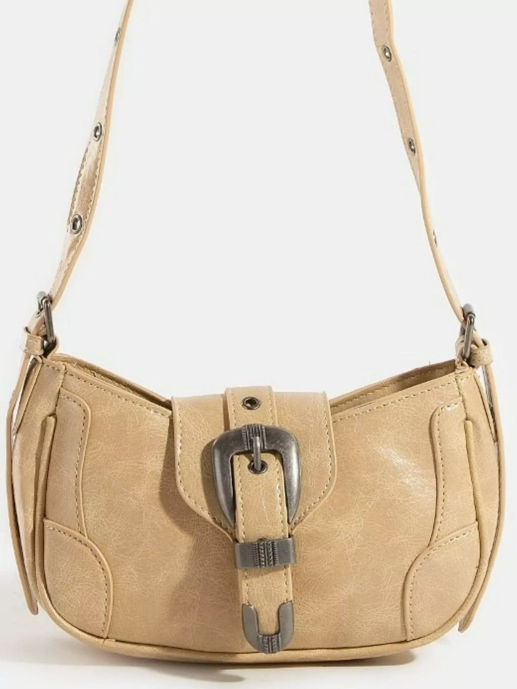 Western Buckle Accent Multi Panel Shoulder Bag