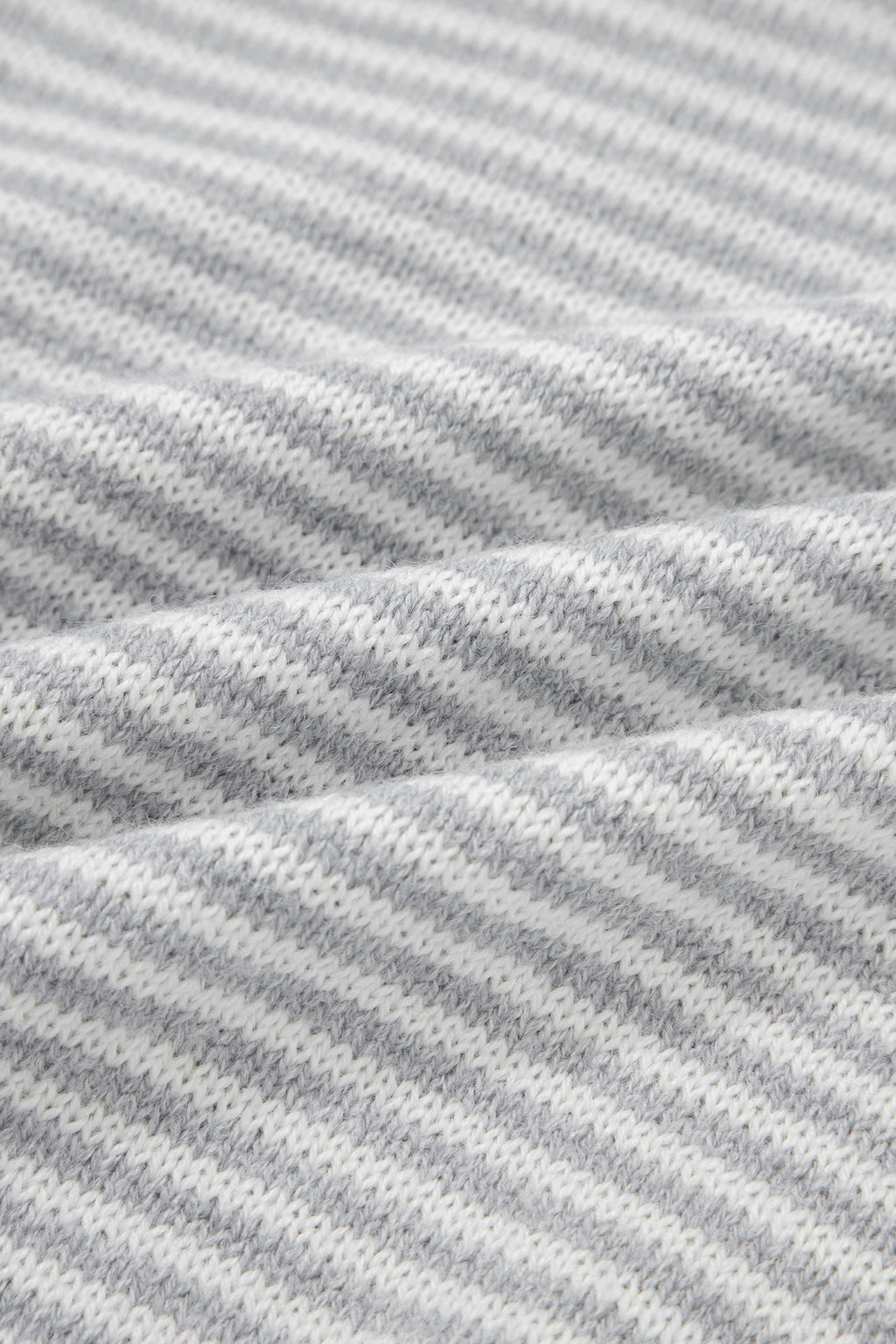 Gray Stripe Contrast Heart Pattern Valentine Knit Sweater