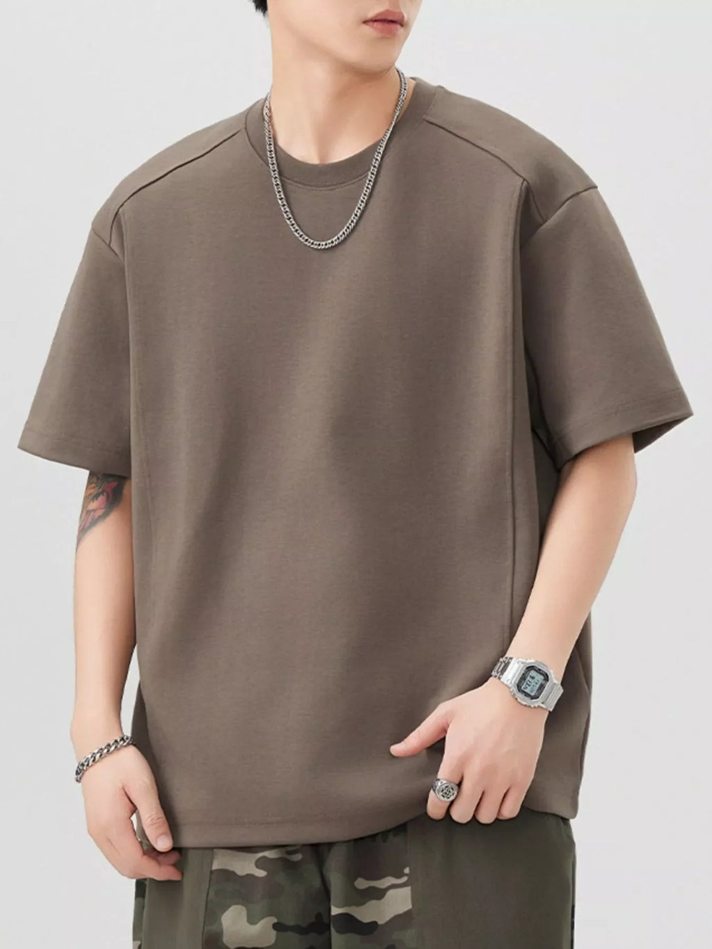 Men's Plus Size Oversized Solid Color Casual T-Shirt