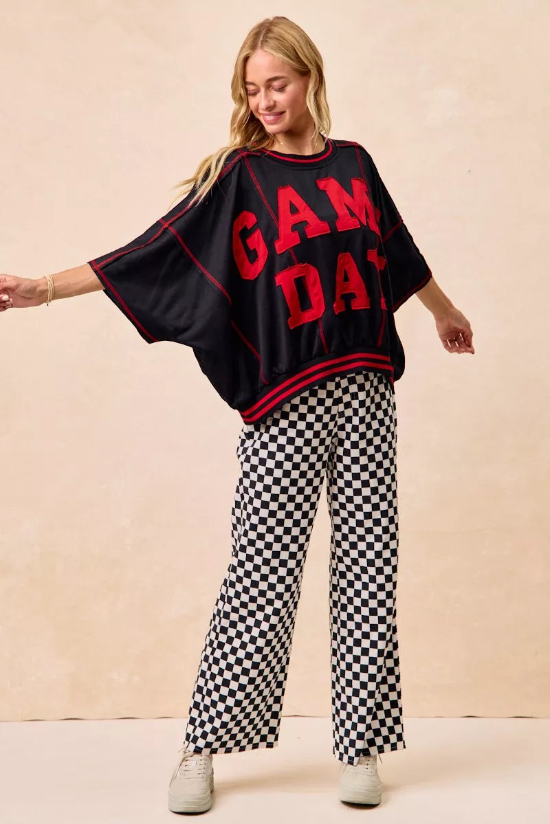 Gameday Theme Checkered Printed Pants