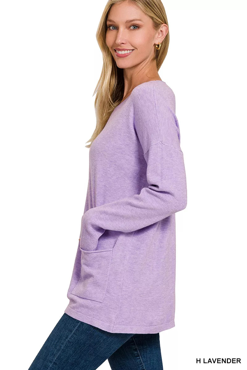 Viscose Long Sleeve Front Pockets Sweater