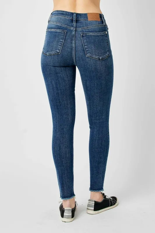 Full Size High Waist Distressed Skinny Jeans