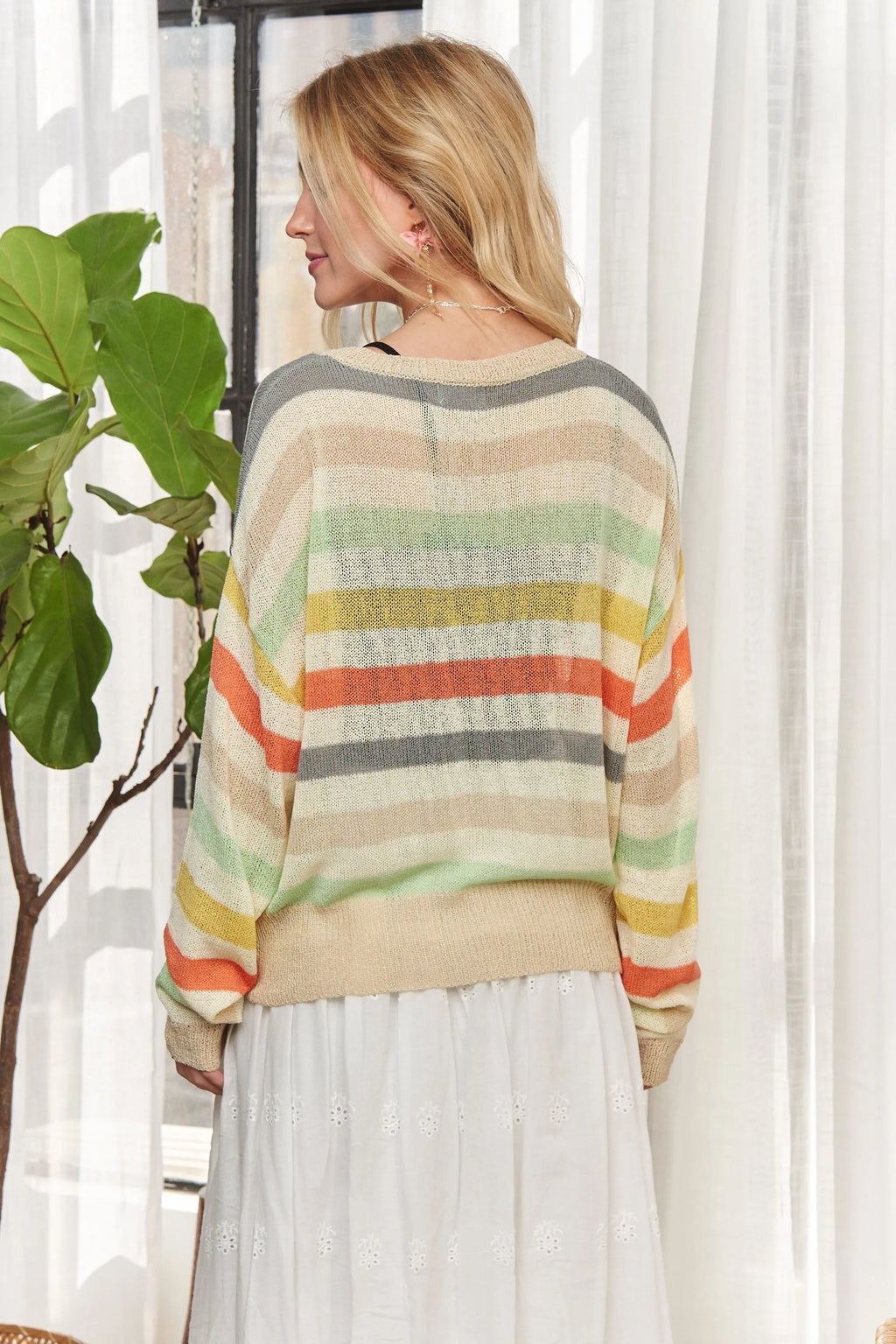 Stripe Long Sleeves Knit Top