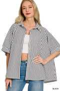 Oversized Stripe Button Down Shirt