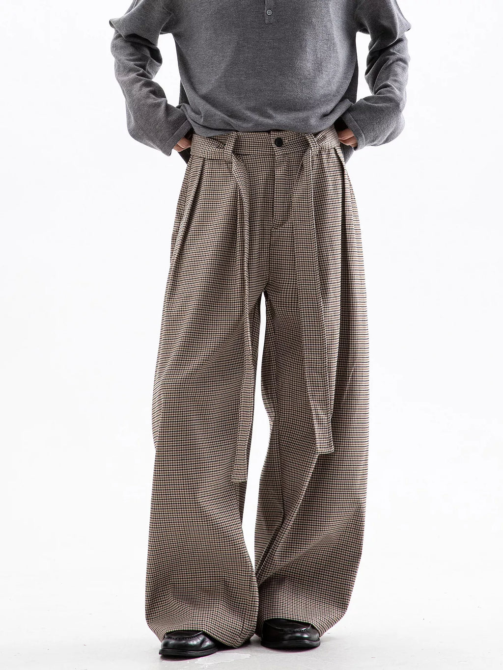 Men's Plaid Wide Leg Pants