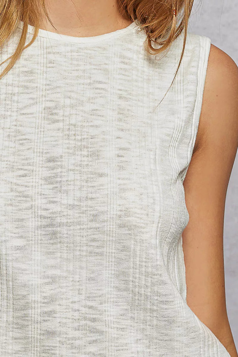 Textured Round Neck Cropped Tank