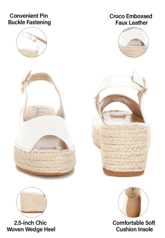 Yarael Croco Peep Toe Wedges