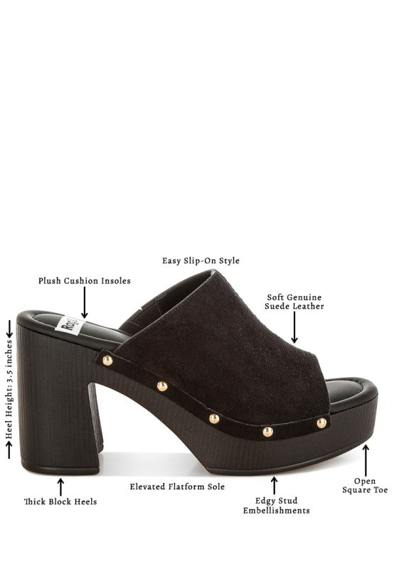 Masaki Soft Suede Leather Wooden Clogs