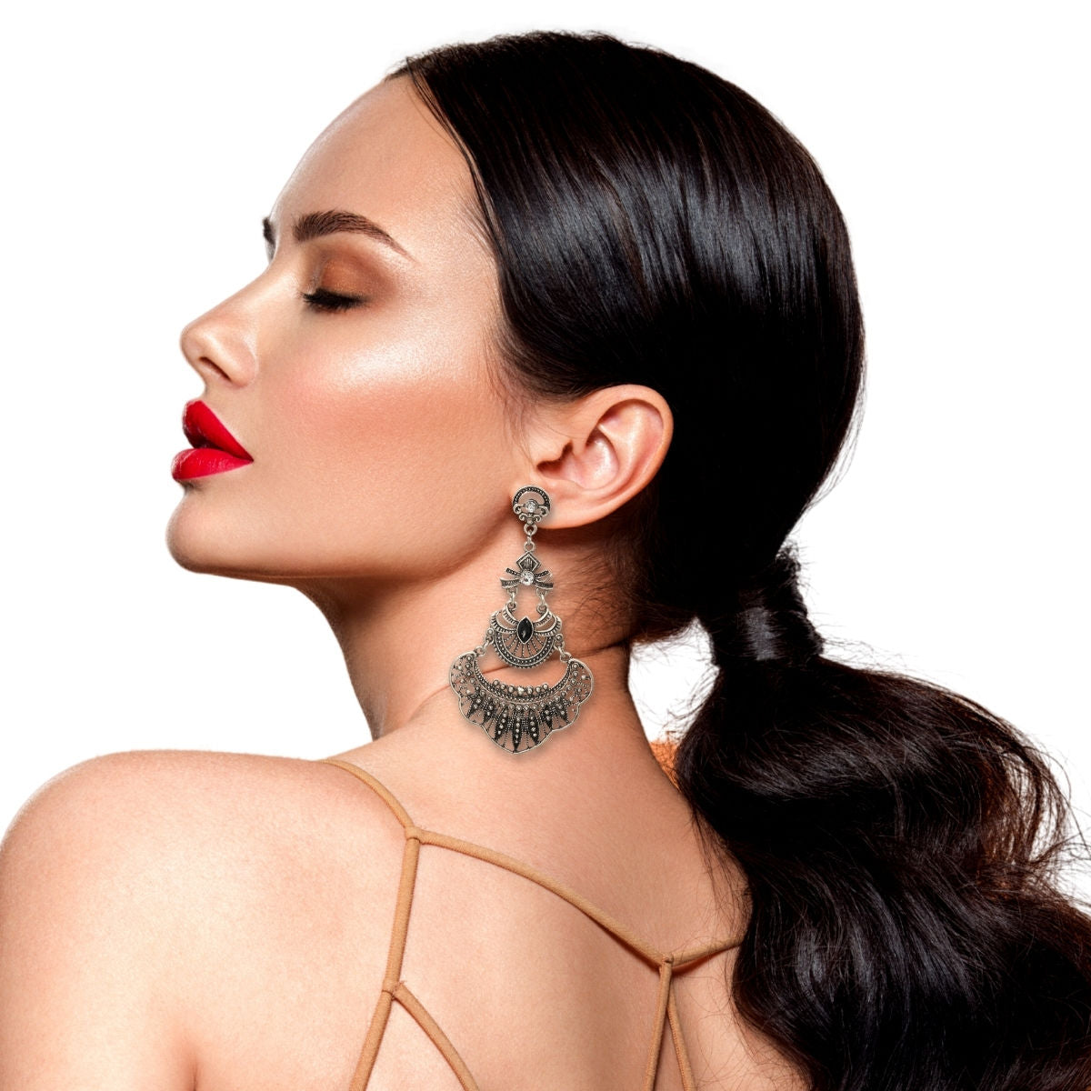 Drop Earrings Burnished Metal Stylish Statement Jewelry