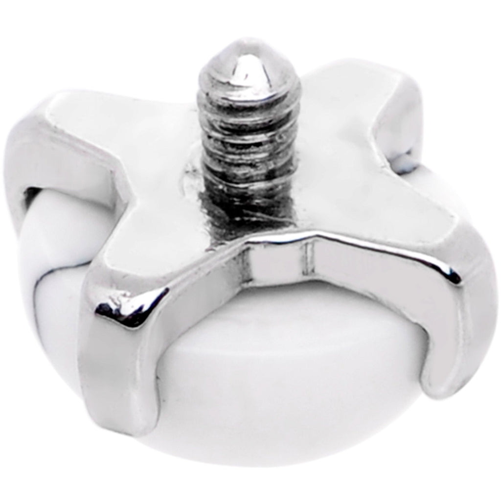 14G Natural White Howlite Externally Threaded Dermal Anchor Top
