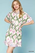 Ethnic Print Short Sleeve Mini Shirt Dress