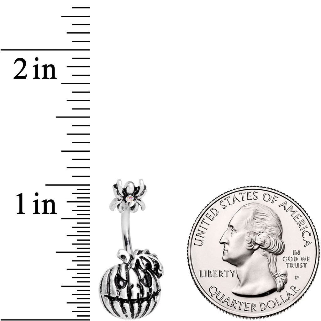 Scary Spider Jack O Lantern Double Mount Belly Ring