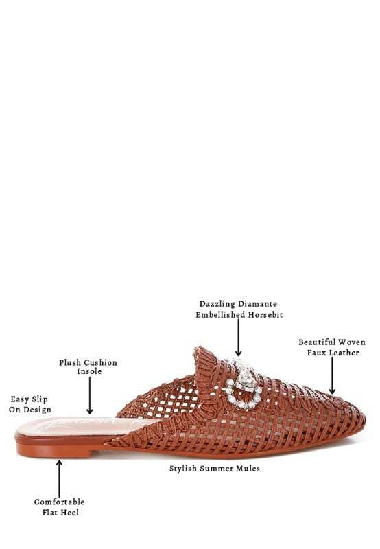 Roboma Metallic Woven Diamante Mules