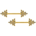 14G 9/16 Clear CZ Gem Elegant Triangle Nipple Ring Set