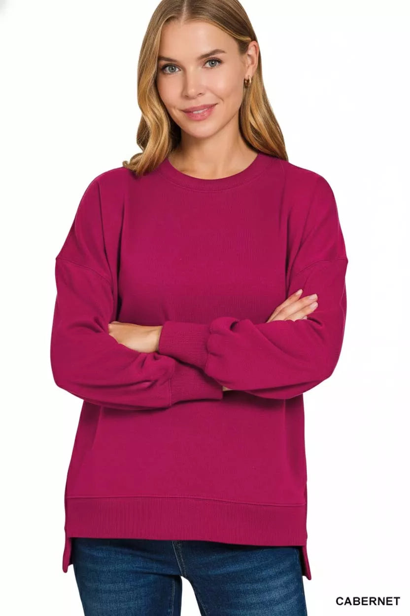 Fleece Hi-low Boyfriend Sweatshirts with Pockets