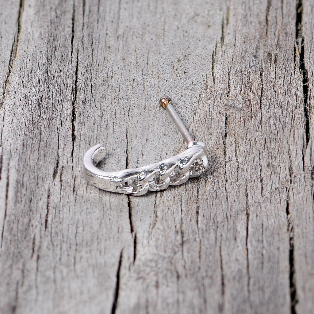 20G 3/8 Steel Chain Link Faux Hoop Nose Bone