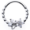 16G 3/8 Clear Gem Star Twisted Hinged Segment Ring