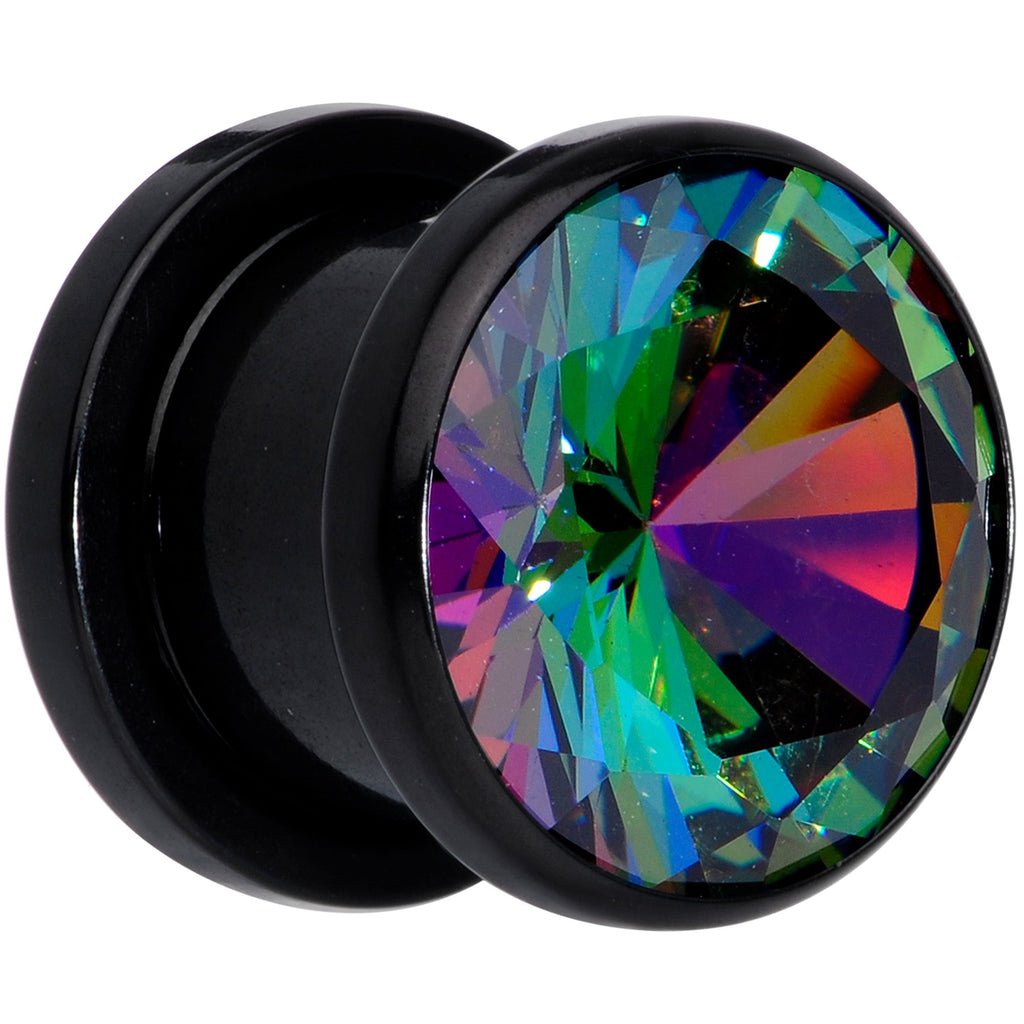 Vitrail CZ Gem Black Screw Fit Plug Set