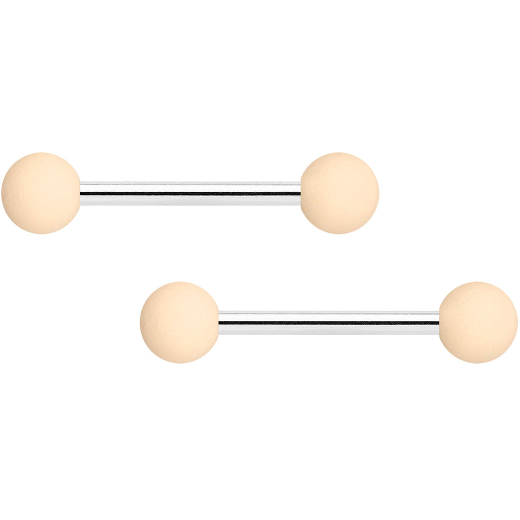 14G 9/16 Cream Peach Matte Barbell Nipple Ring Set of 4
