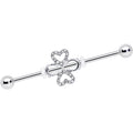 14G Clear Gem Heart Shamrock St Patricks Industrial Barbell 38mm