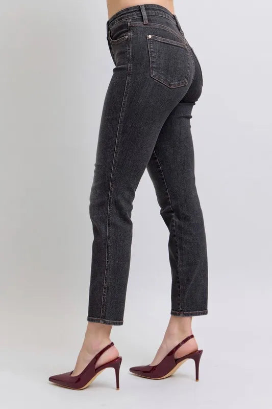 Full Size Mid Rise Tummy Control Slim Jeans Plus Size