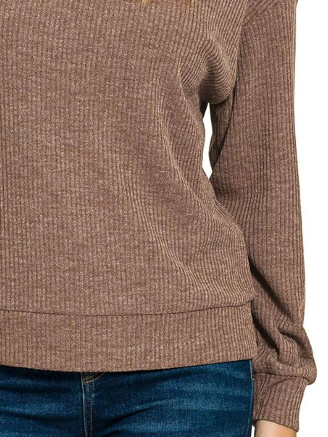 Ribbed Long Sleeve Hoodie