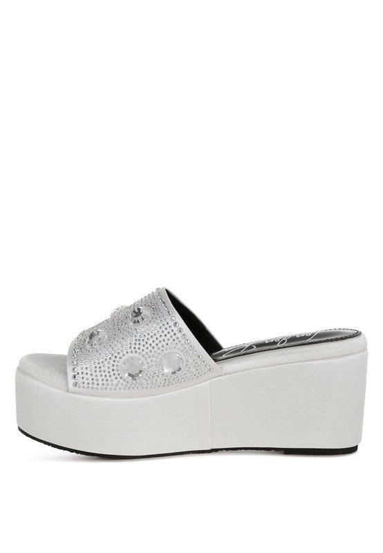 Meta charts Diamante & Rhinestone Flatform Sandals