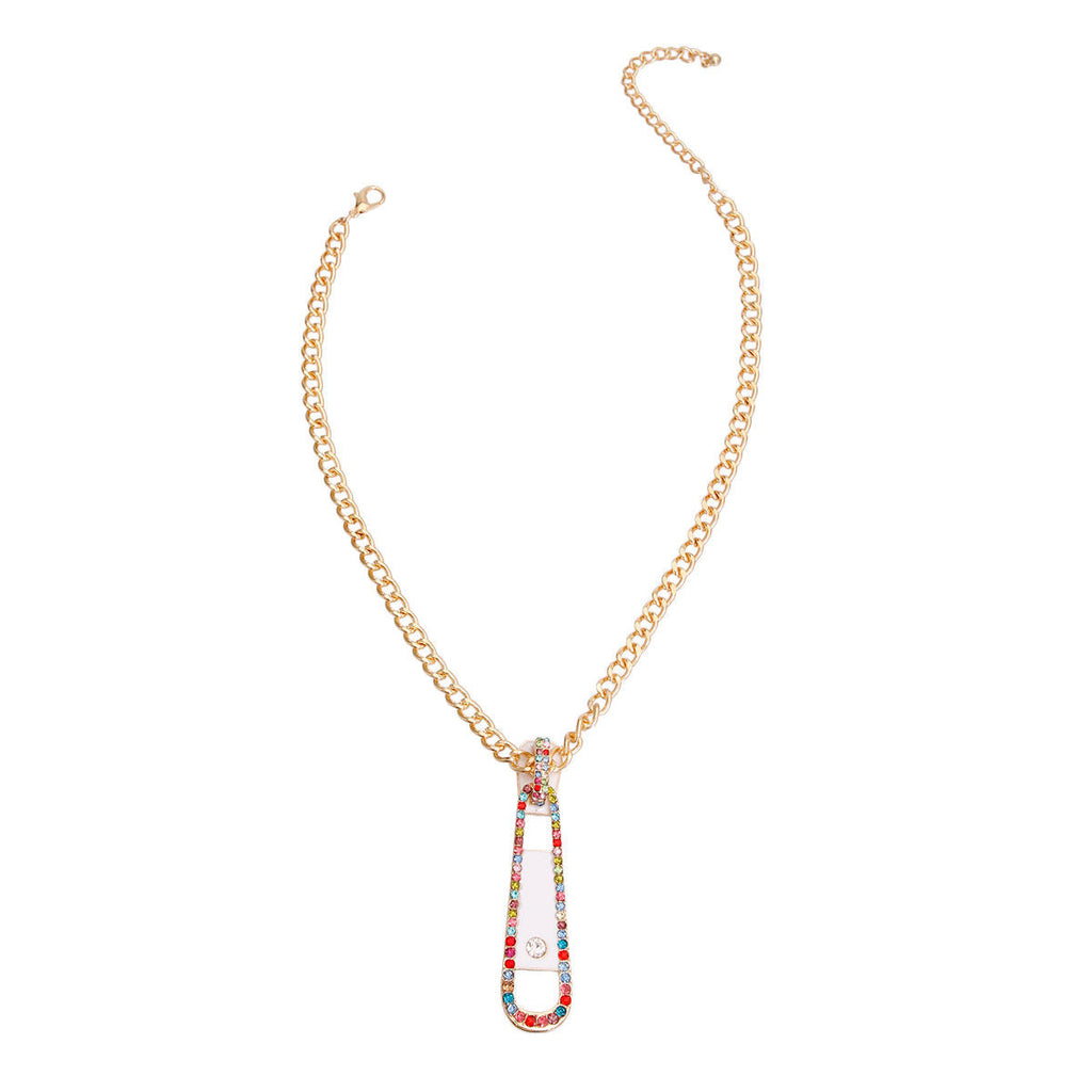 Zipper Pendant Necklace Multi Color Trendy Statement Jewelry