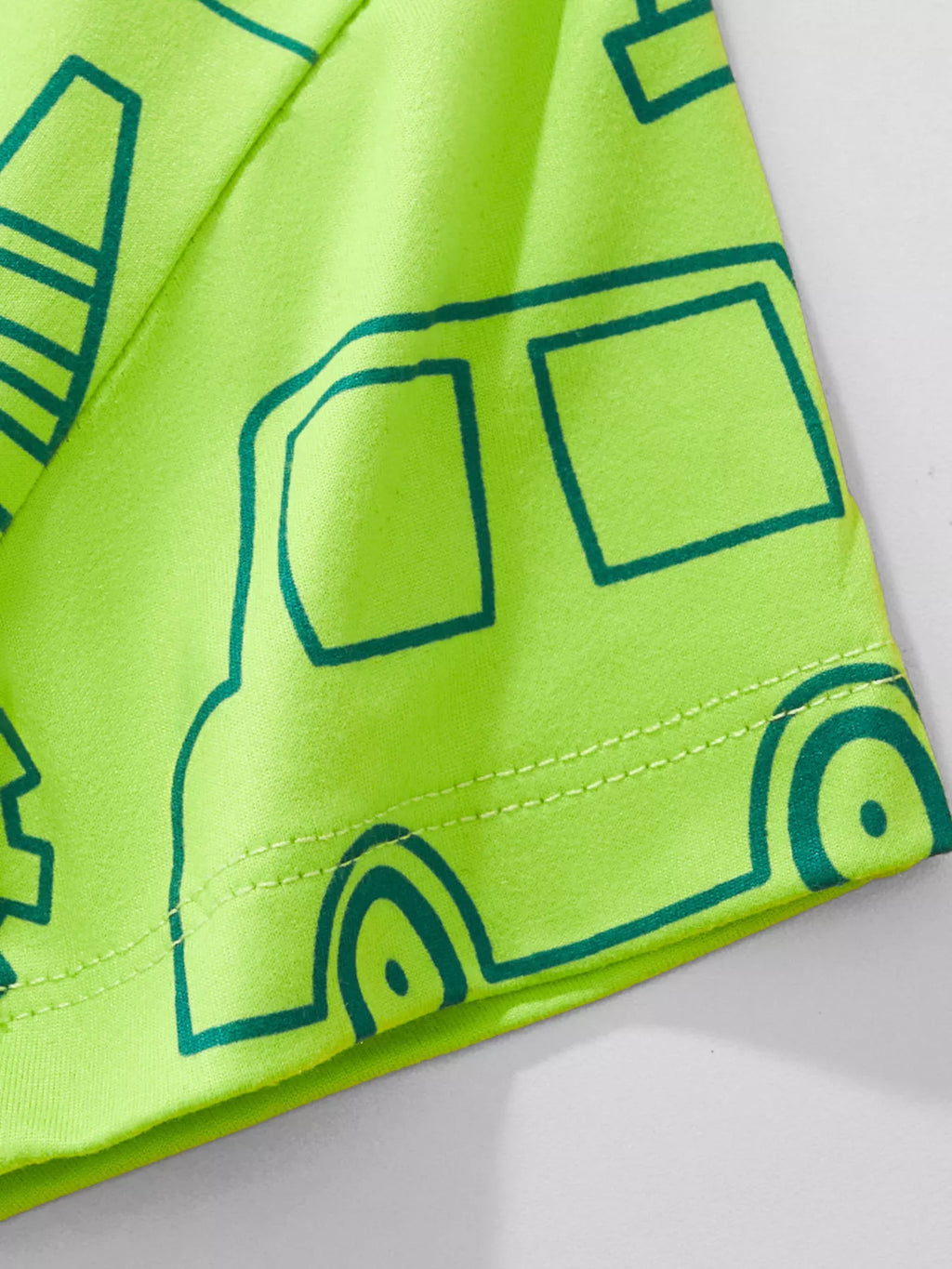 Children's Cartoon Vehicle Print Crew Neck Short Sleeve T-Shirt