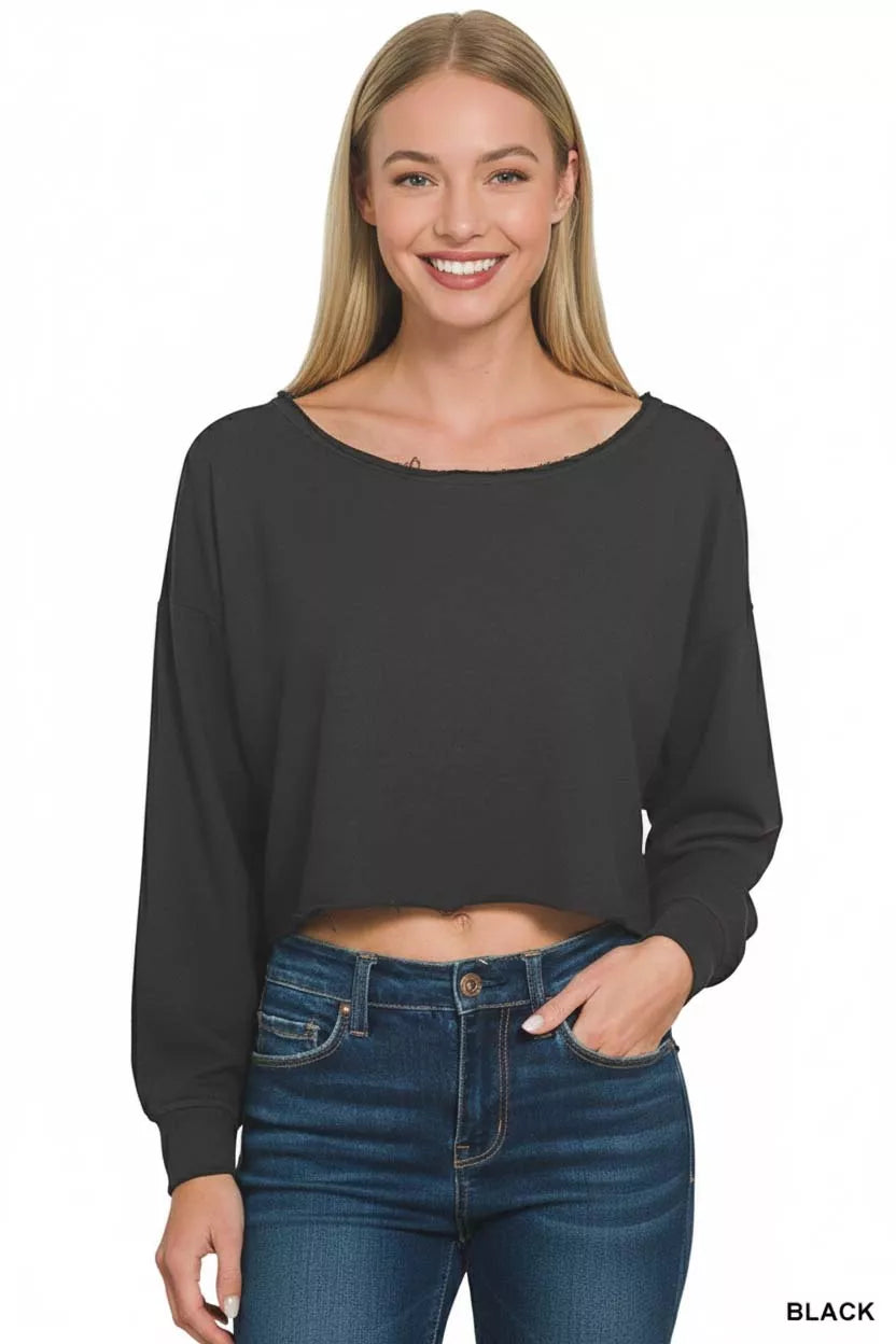 French Terry Boatneck Crop Top