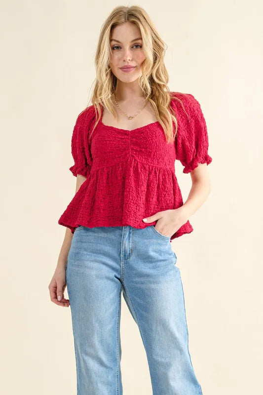 Lovely Textured and Smocked Top