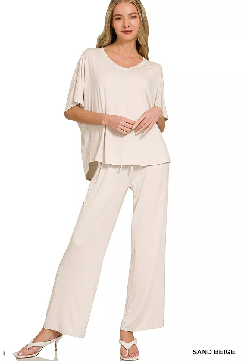 V-Neck Oversized Top & Pants Set
