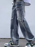 Men's Raw Hem Wide Leg Jeans