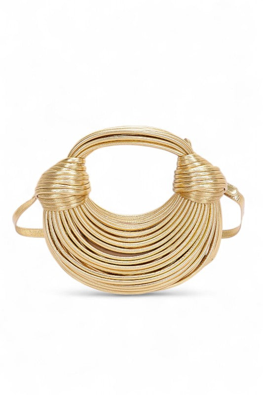 Faux Leather String Rope Top Handle Swing Bag