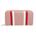 Double Zipper Wallet Pink Striped Stylish Fashion Accessory