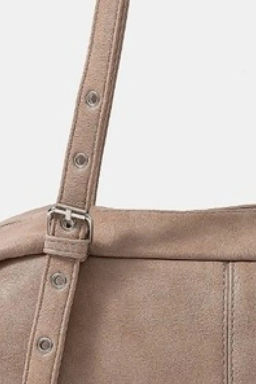 Multi Grommet Belt Strap Rustic Rectangular Hand Bag