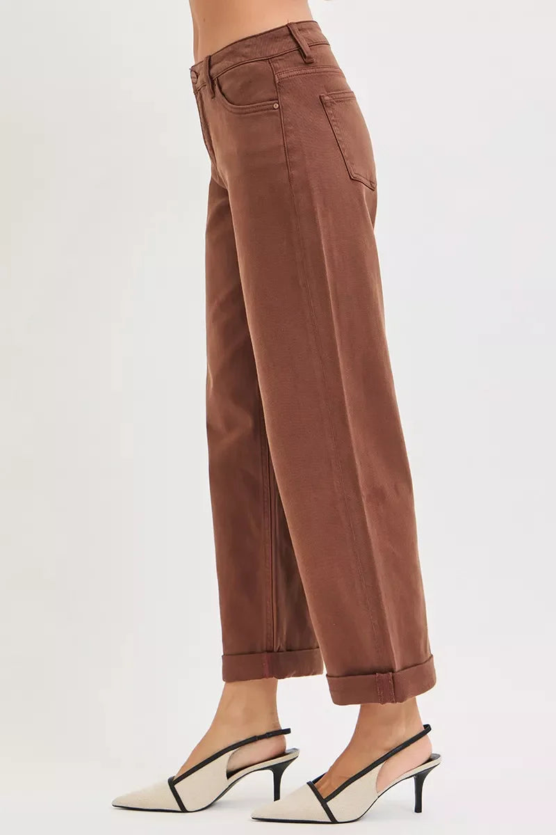 Full Size Tummy Control Mid Rise Ankle Barrel Baggy Plus Size