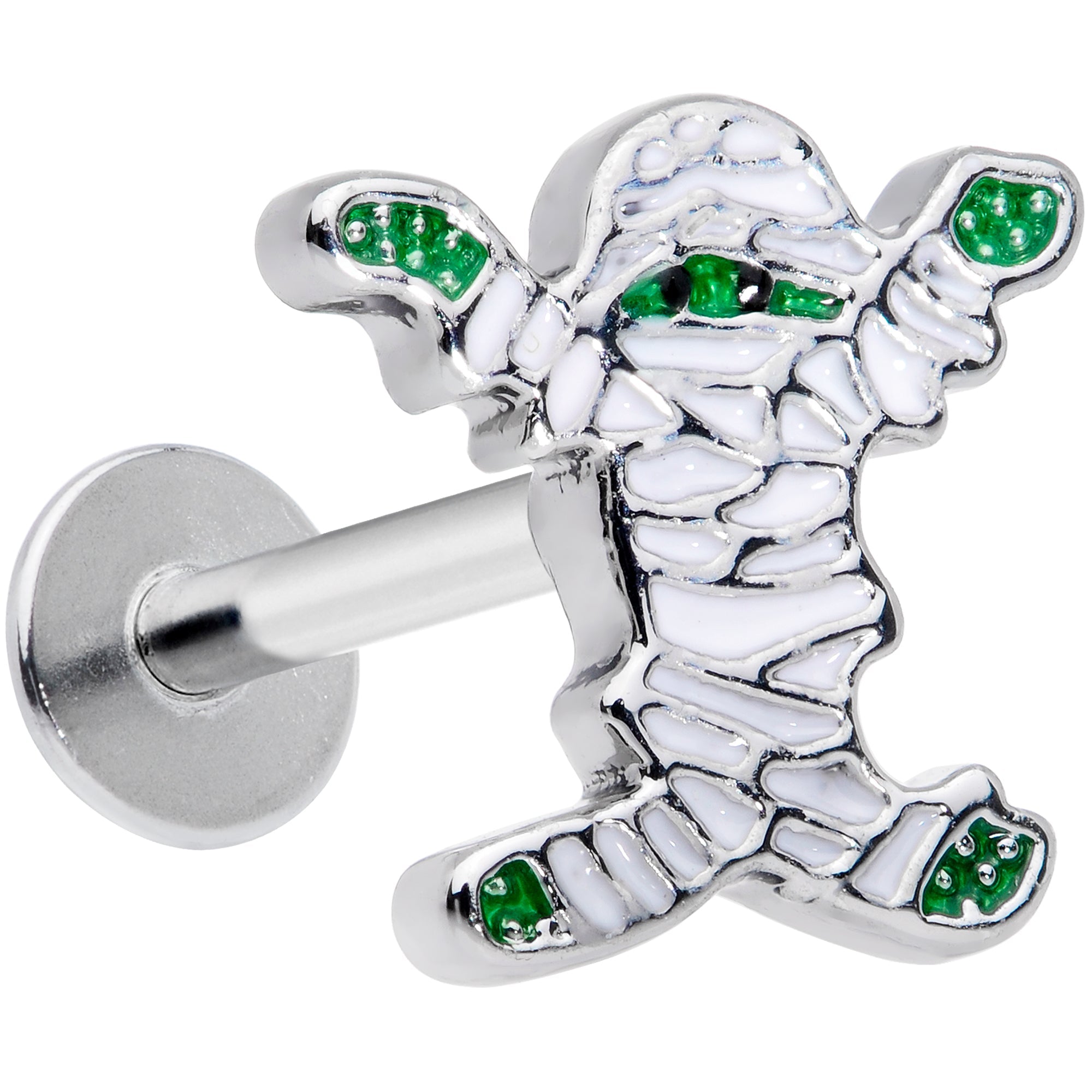 16G 5/16 Green Mummy Halloween Labret Monroe Tragus