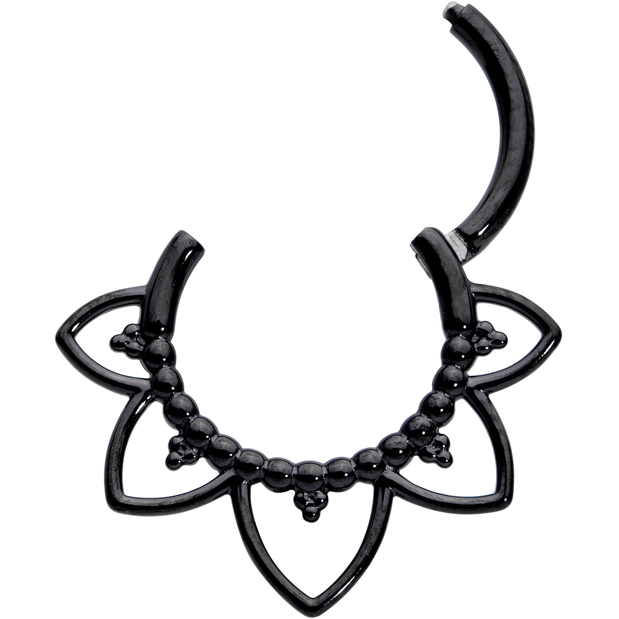 16G 5/16 Black Open Petal Flower Hinged Segment Ring